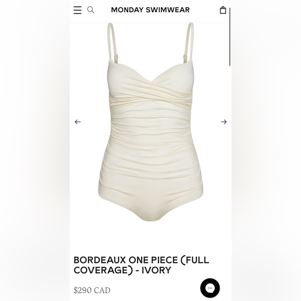 New Monday Swimwear Size VVV BORDEAUX ONE PIECE (FULL COVERAGE) - IVORY Swimsuit